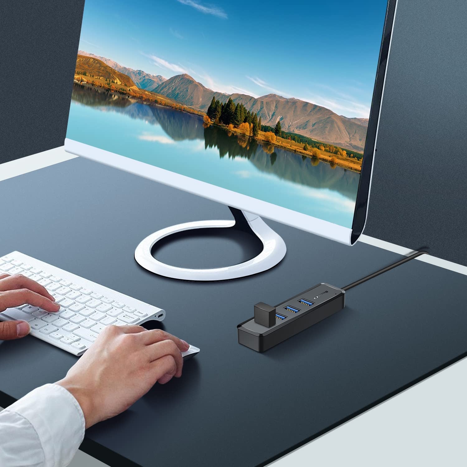 4-Port USB 3.0 Hub with 2ft Cable – High-Speed USB Expander for Laptop, PC & Mac